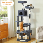 Arbre à Chat XXL – Tour Multifonction avec Niche, Hamac, Griffoirs et Plateformes | Stable et Confortable