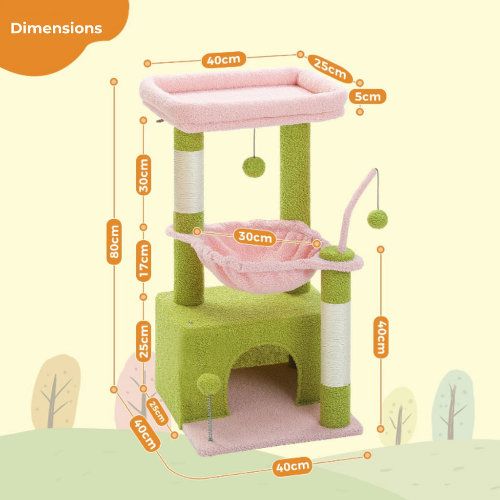 Arbre à Chat en Forme de Cactus – Tour Multifonction avec Hamac, Niche et Plateforme d’Observation