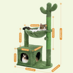 Arbre à Chat en Forme de Cactus – Griffoir, Hamac et Niche | Structure Stable et Design Original