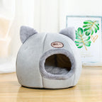 Maison Douillette pour Chat – Panier Fermé en Peluche avec Oreilles de Chat