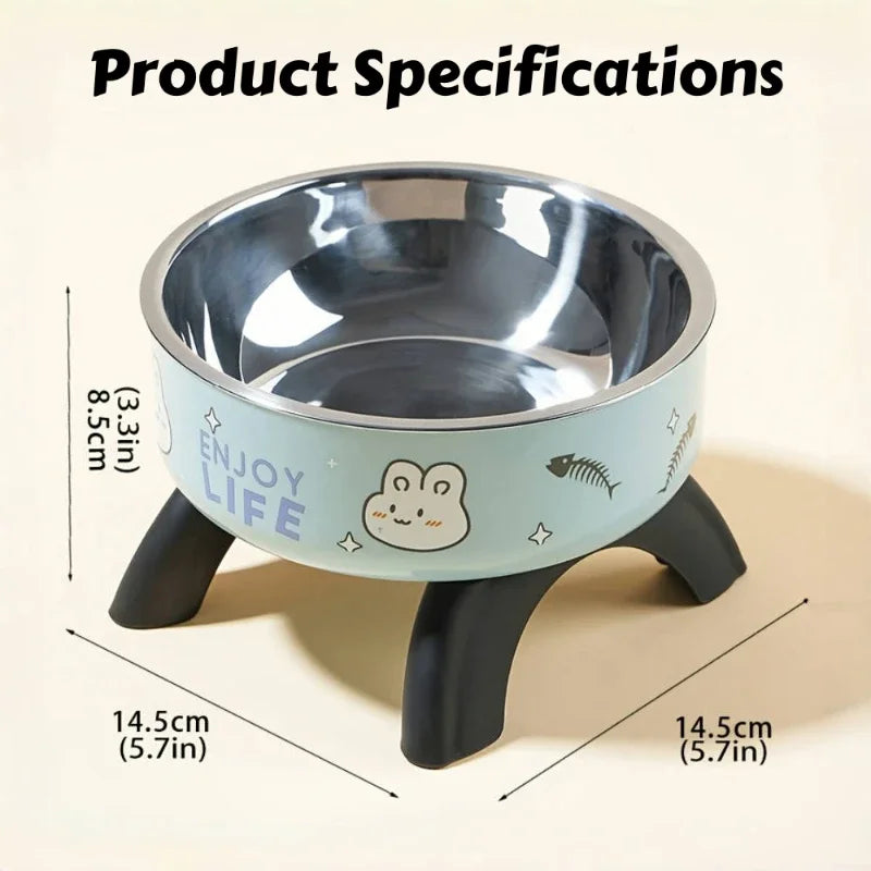Gamelle Antidérapante pour Chat – Bol en Acier Inoxydable avec Support Élevé