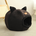 Maison Douillette pour Chat – Panier Fermé en Peluche avec Oreilles de Chat