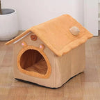Maison en Peluche pour Chat – Niche Douillette et Fermée en Forme de Maisonnette