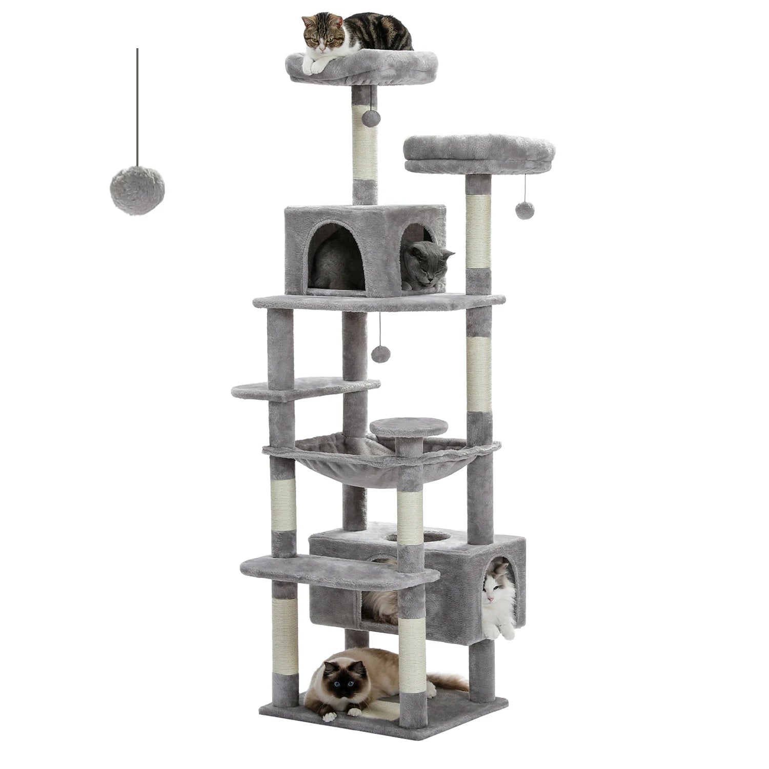 Arbre à Chat XXL – Tour Multifonction avec Niche, Hamac, Griffoirs et Plateformes | Stable et Confortable