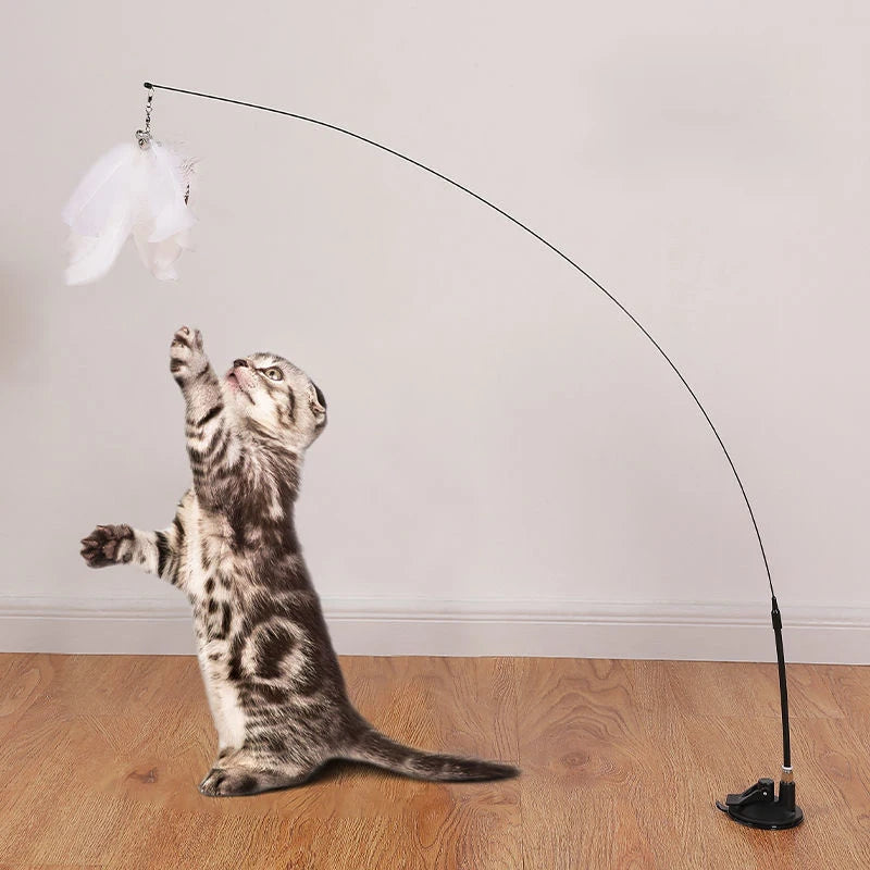 Jouet Interactif Plume Suspendue avec Ventouse