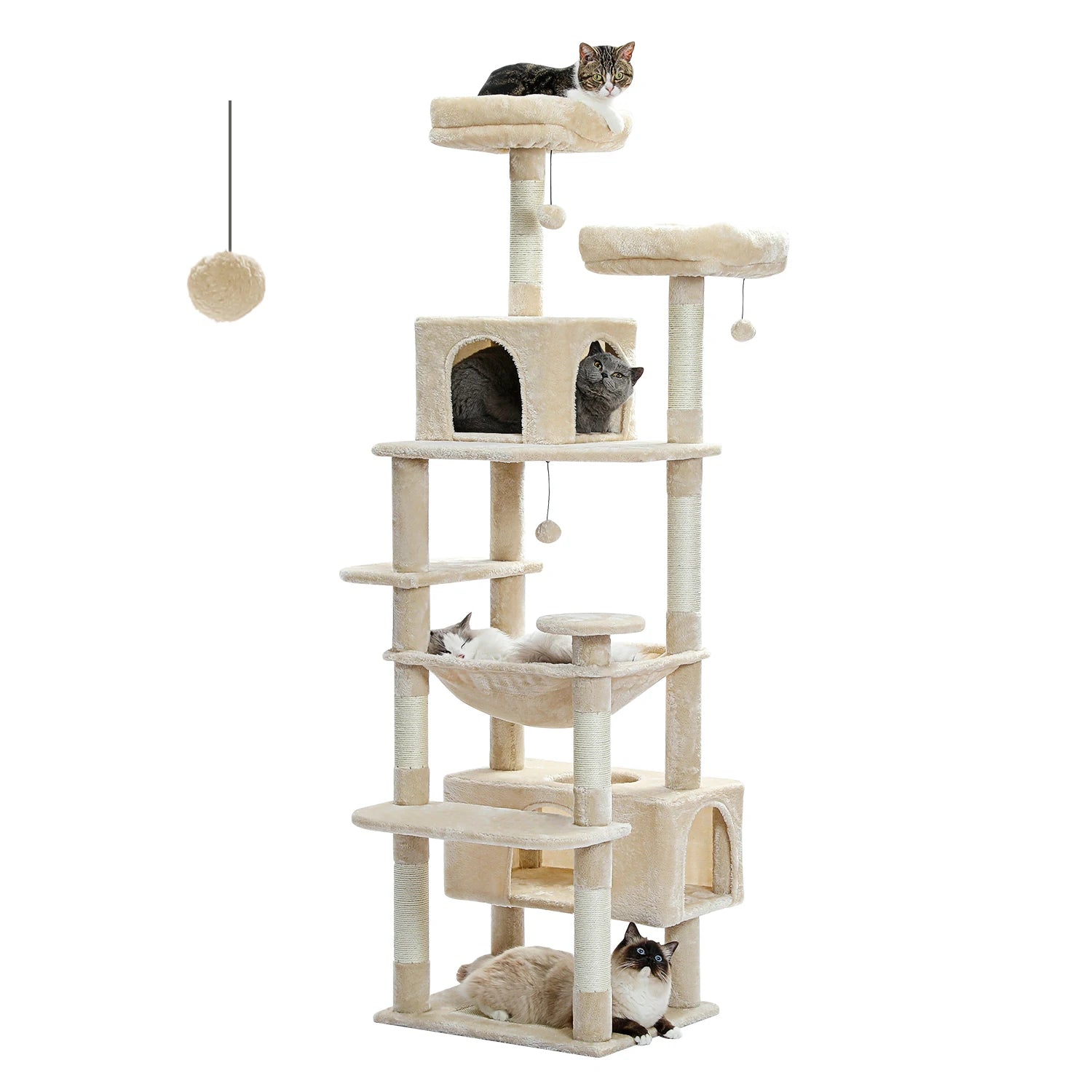 Arbre à Chat XXL – Tour Multifonction avec Niche, Hamac, Griffoirs et Plateformes | Stable et Confortable