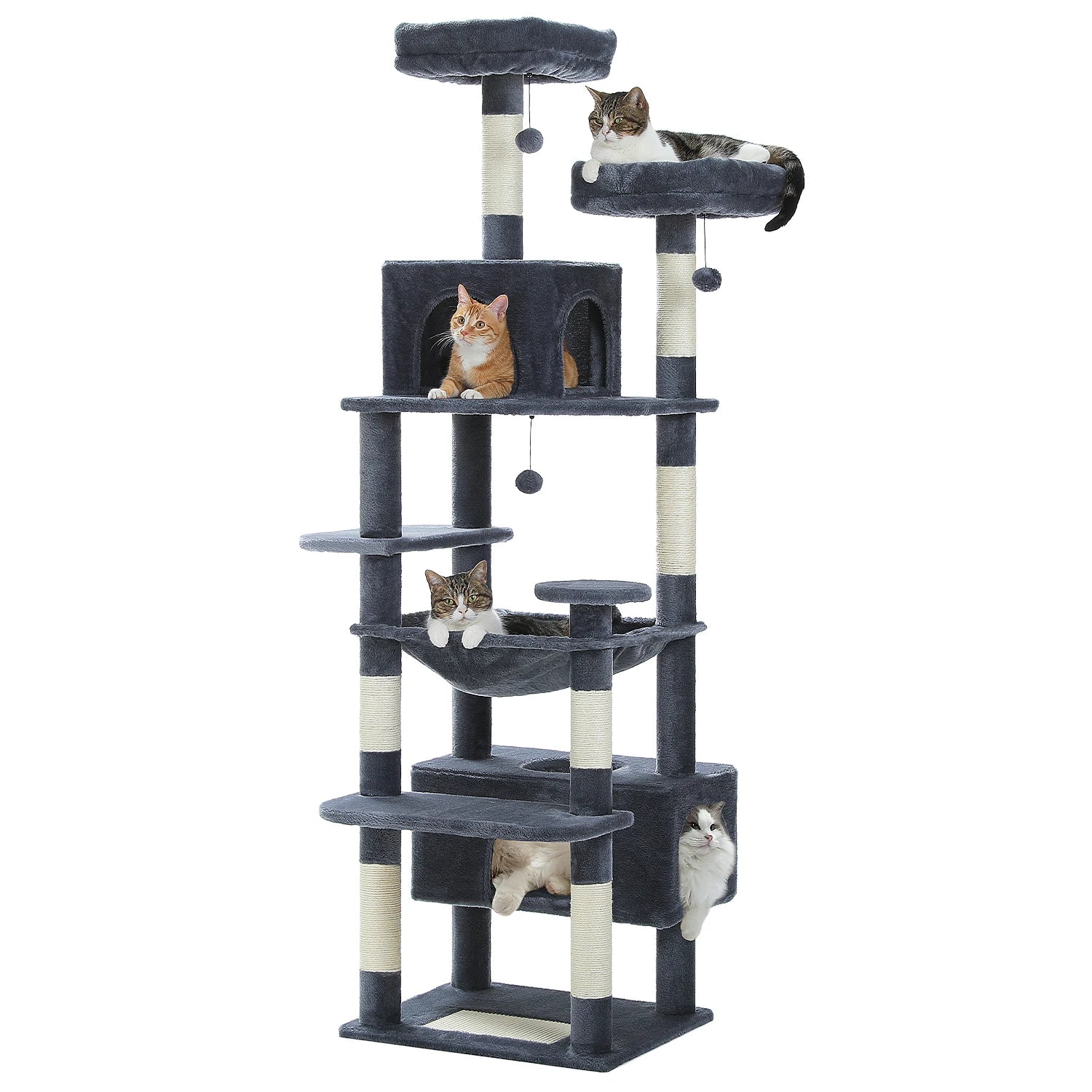 Arbre à Chat XXL – Tour Multifonction avec Niche, Hamac, Griffoirs et Plateformes | Stable et Confortable
