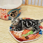 Panier Ramen Noodle pour Chat – Lit Douillet en Peluche avec Couvercle Amovible