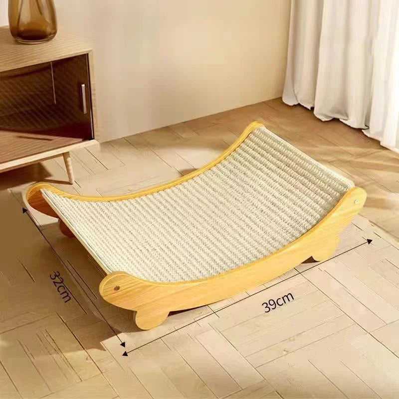 Griffoir en Bois Incurvé avec Tapis Sisal