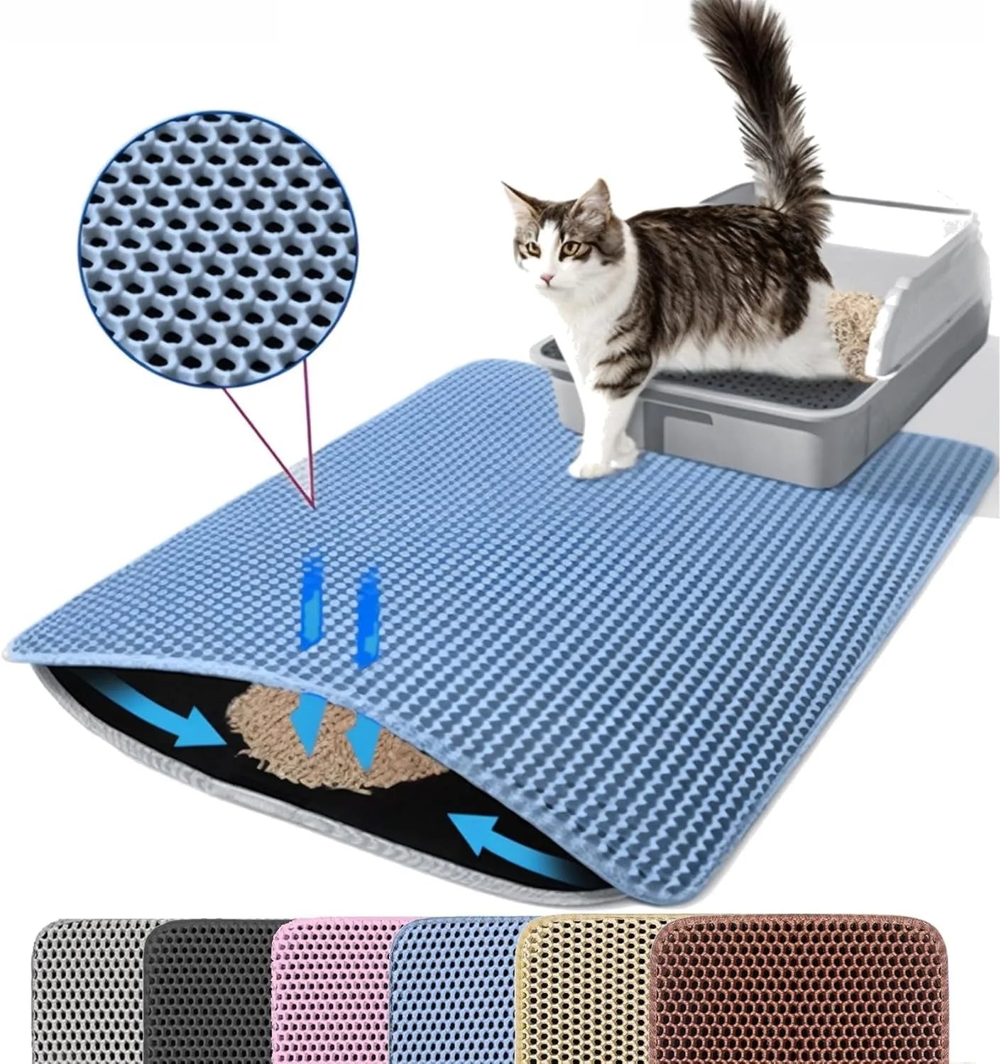 Tapis de Litière pour Chat – Capture Efficace de Tous Types de Litière | Antidérapant & Facile à Nettoyer