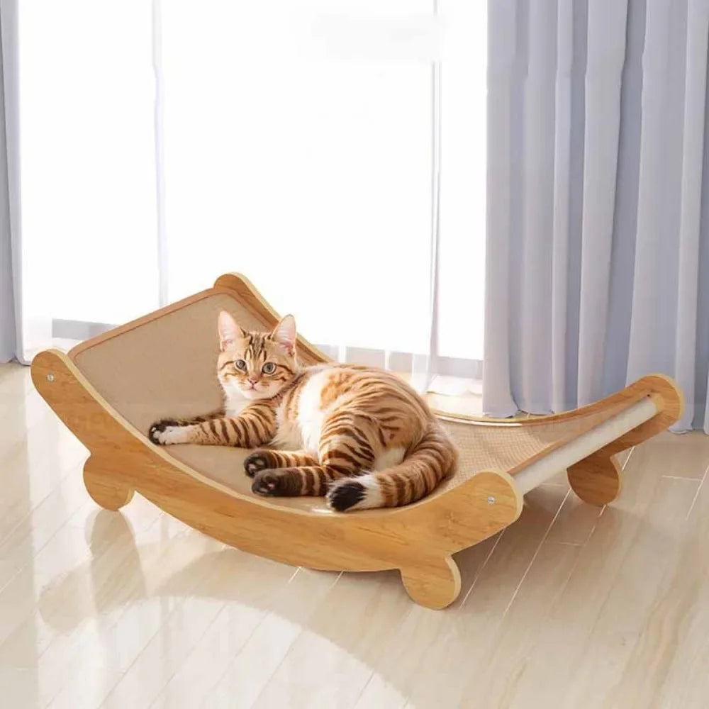 Griffoir en Bois Incurvé avec Tapis Sisal