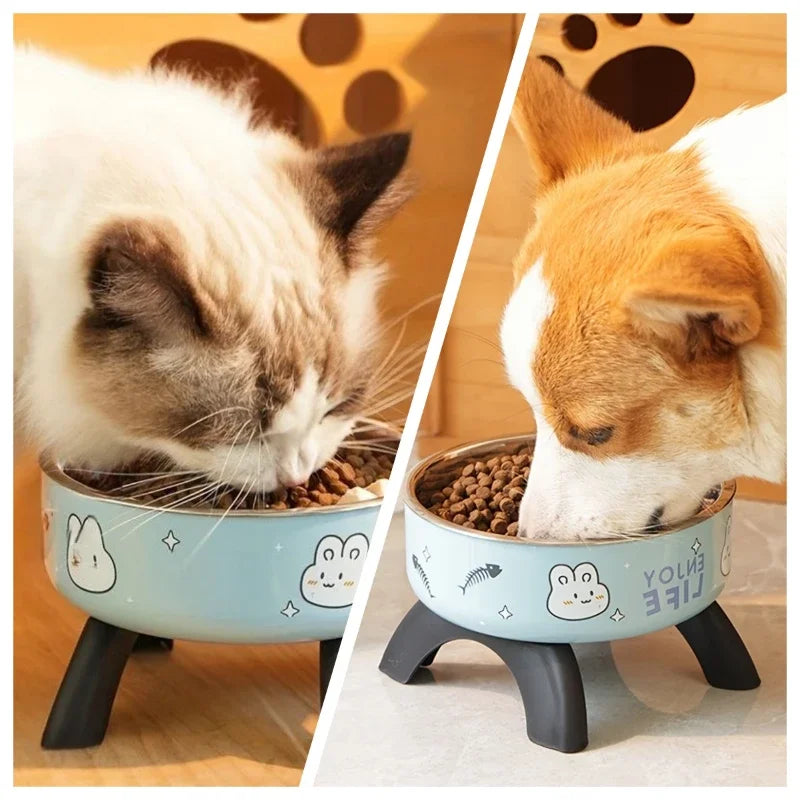 Gamelle Antidérapante pour Chat – Bol en Acier Inoxydable avec Support Élevé