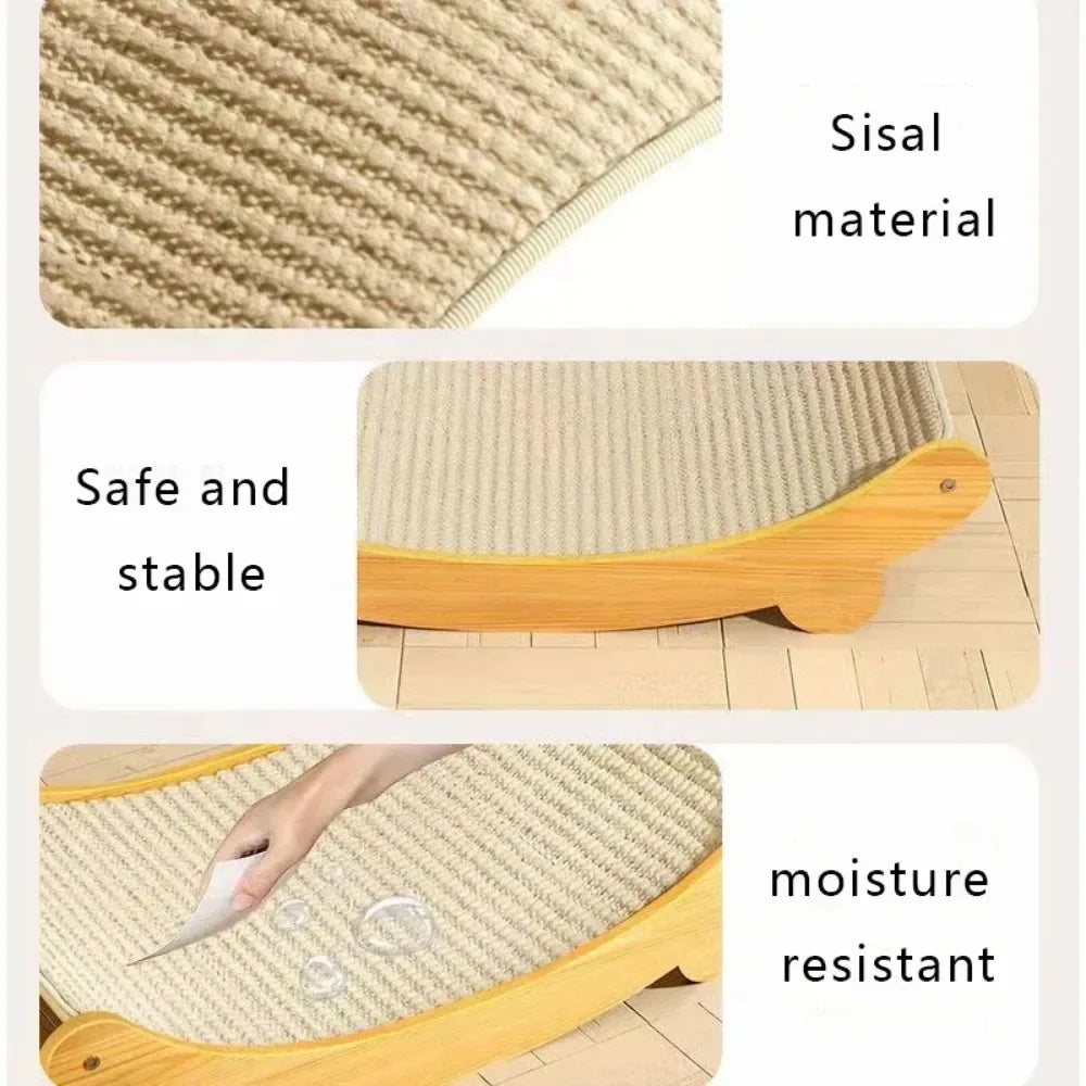 Griffoir en Bois Incurvé avec Tapis Sisal
