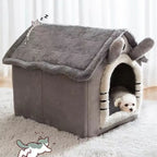 Maison en Peluche pour Chat – Niche Douillette et Fermée en Forme de Maisonnette