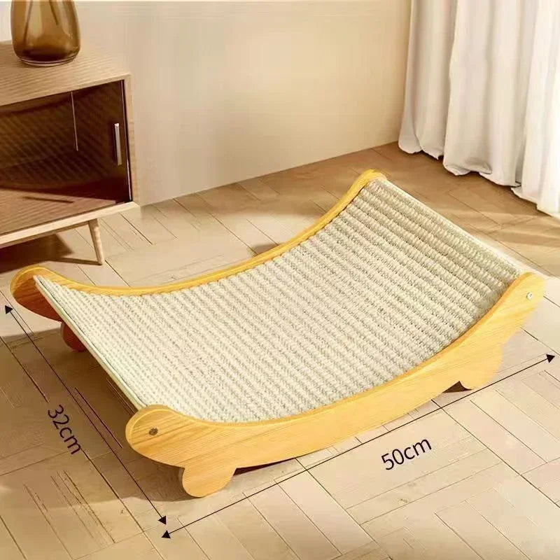 Griffoir en Bois Incurvé avec Tapis Sisal