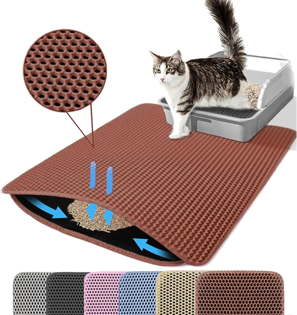 Tapis de Litière pour Chat – Capture Efficace de Tous Types de Litière | Antidérapant & Facile à Nettoyer
