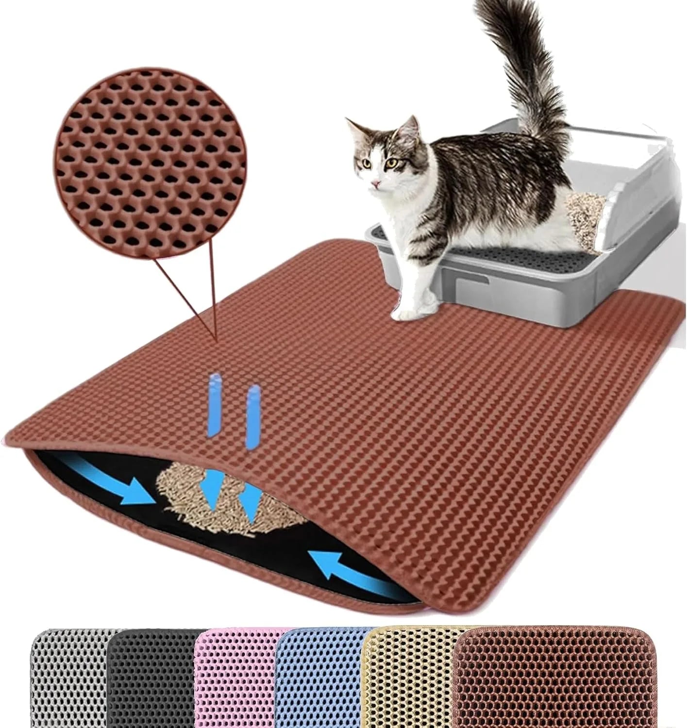 Tapis de Litière pour Chat – Capture Efficace de Tous Types de Litière | Antidérapant & Facile à Nettoyer