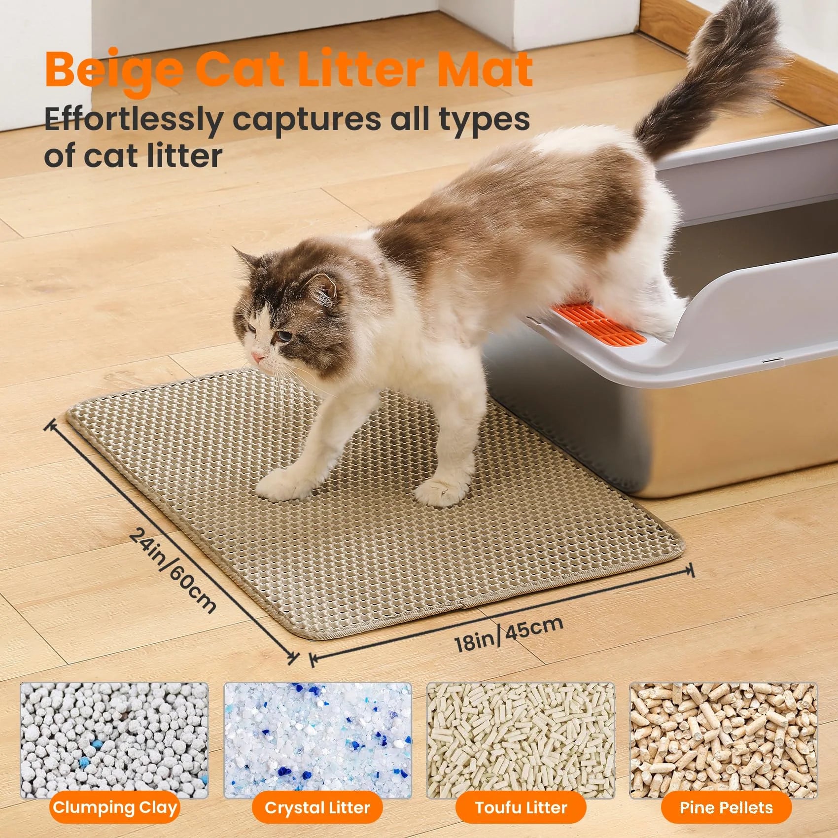 Tapis de Litière pour Chat – Capture Efficace de Tous Types de Litière | Antidérapant & Facile à Nettoyer