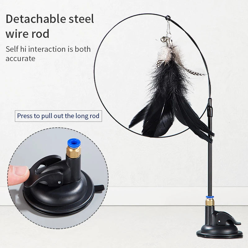 Jouet Interactif Plume Suspendue avec Ventouse