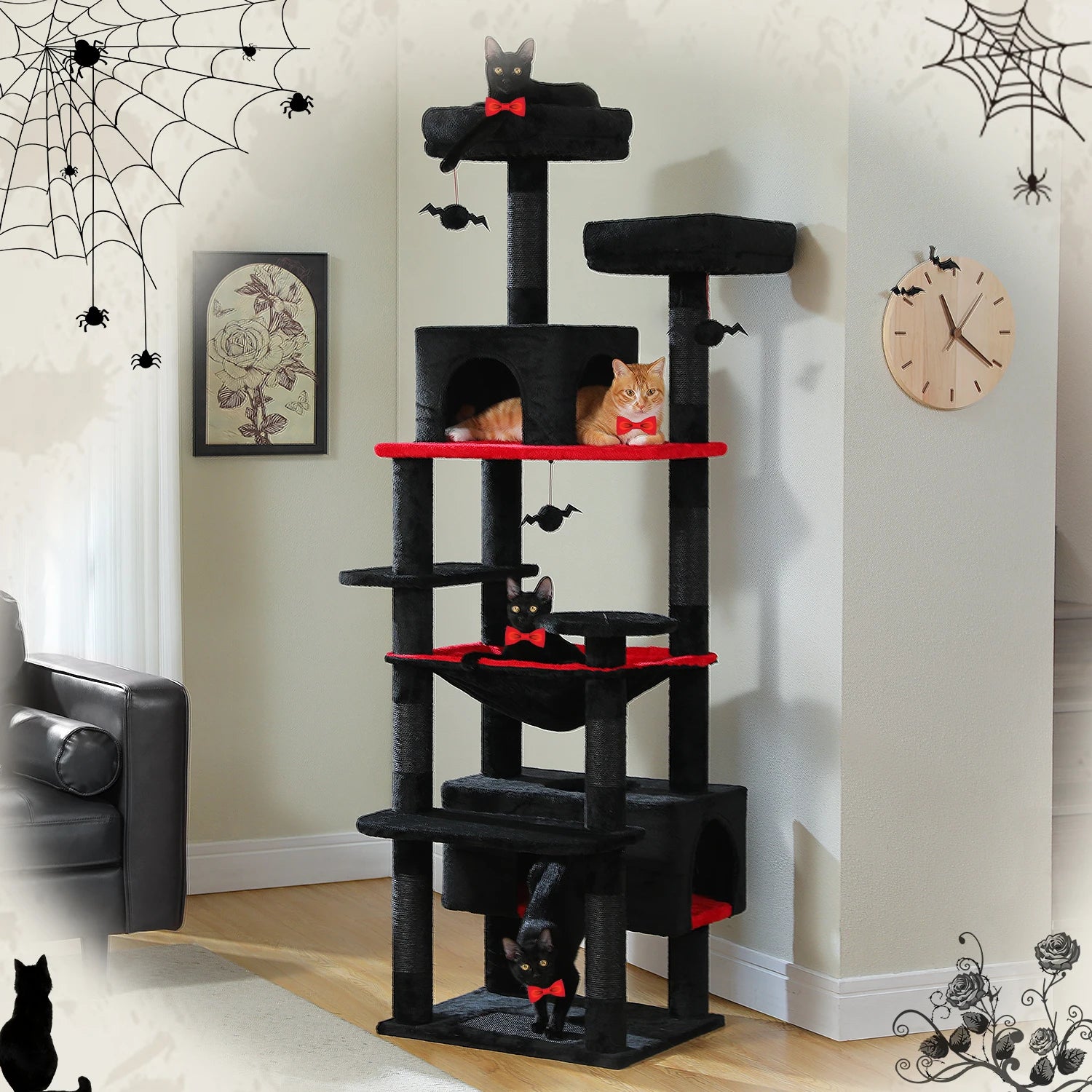 Arbre à Chat XXL – Tour Multifonction avec Niche, Hamac, Griffoirs et Plateformes | Stable et Confortable